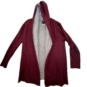 Overland Burgundy Baby Alpaca 44Essential Hooded Cardigan Sweater Women's Size M